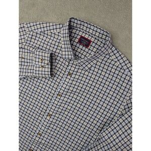 UNTUCKit Mens XL Slim Fit Wrinkle Free Blue White Checked Long Sleeve Shirt